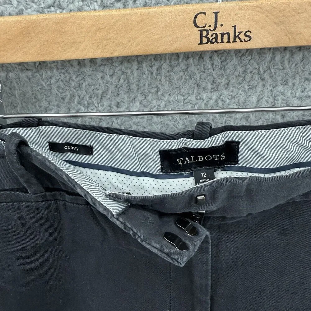 Talbots‎ Womens Pants Black Size 12 Curvy Cropped High Rise Stretch Slit Pocket